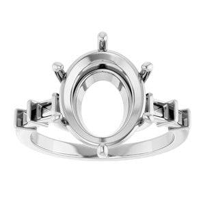 10K White Gold 12x10 mm Oval Ring Mounting – image 6