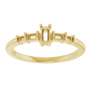 10K Yellow Gold 3.75x1.75 mm Straight Baguette Ring Mounting – image 6
