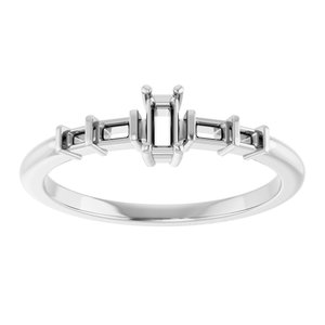 18K White Gold 3.75x1.75 mm Straight Baguette Ring Mounting – image 6