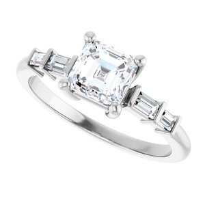 18K White Gold 5.5x5.5 mm Asscher Ring Mounting – image 8