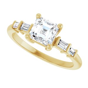 14K Yellow Gold 5.5x5.5 mm Asscher Ring Mounting – image 8