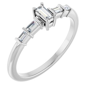 14K X1 White Gold 3.75x1.75 mm Straight Baguette Ring Mounting