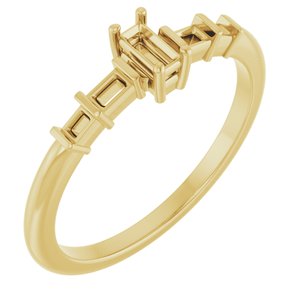 18K Yellow Gold 3.75x1.75 mm Straight Baguette Ring Mounting – image 2