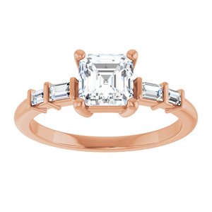 18K Rose Gold 5.5x5.5 mm Asscher Ring Mounting – image 5