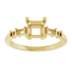 14K Yellow Gold 5.5x5.5 mm Asscher Ring Mounting – image 6
