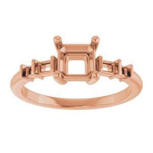 14K Rose Gold 5.5x5.5 mm Asscher Ring Mounting – image 6