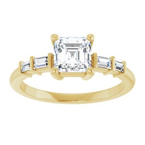 10K Yellow Gold 5.5x5.5 mm Asscher Ring Mounting – image 5