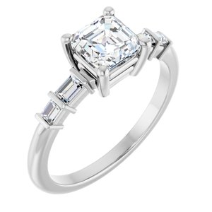 Continuum Sterling Silver 5.5x5.5 mm Asscher Ring Mounting