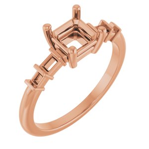 14K Rose Gold 5.5x5.5 mm Asscher Ring Mounting – image 2