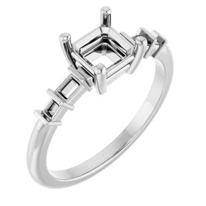 18K White Gold 5.5x5.5 mm Asscher Ring Mounting – image 2