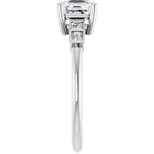 14K X1 White Gold 5.5x5.5 mm Asscher Ring Mounting – image 7