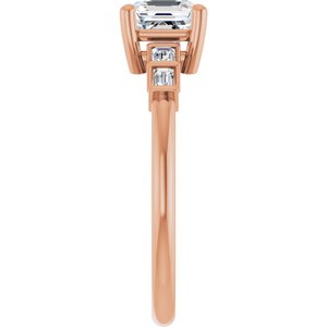 18K Rose Gold 5.5x5.5 mm Asscher Ring Mounting – image 7