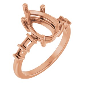 10K Rose Gold 12x8 mm Pear Ring Mounting – image 2