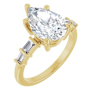 14K Yellow Gold 12x8 mm Pear Ring Mounting