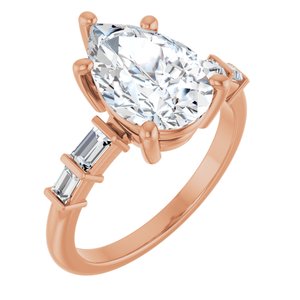 18K Rose Gold 12x8 mm Pear Ring Mounting