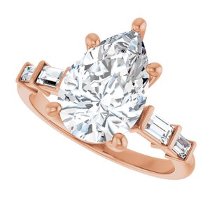 10K Rose Gold 12x8 mm Pear Ring Mounting – image 8