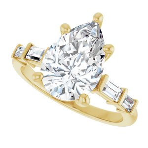 14K Yellow Gold 12x8 mm Pear Ring Mounting – image 8