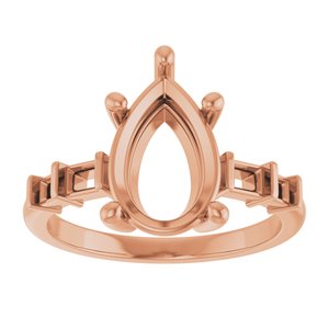 10K Rose Gold 12x8 mm Pear Ring Mounting – image 6