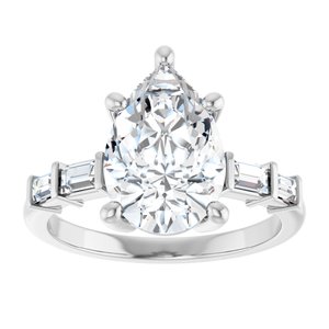 14K X1 White Gold 12x8 mm Pear Ring Mounting – image 5