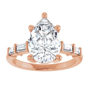 10K Rose Gold 12x8 mm Pear Ring Mounting – image 5
