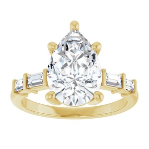 14K Yellow Gold 12x8 mm Pear Ring Mounting – image 5