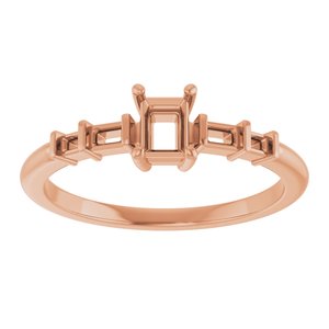 10K Rose Gold 4x3 mm Straight Baguette Ring Mounting – image 6