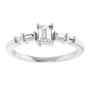 14K White Gold 4x3 mm Straight Baguette Ring Mounting – image 5