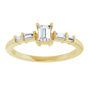 10K Yellow Gold 4x3 mm Straight Baguette Ring Mounting – image 5