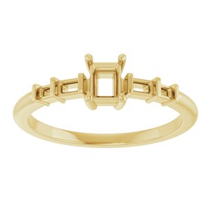 10K Yellow Gold 4x3 mm Straight Baguette Ring Mounting – image 6
