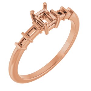10K Rose Gold 4x3 mm Straight Baguette Ring Mounting – image 2