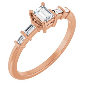 10K Rose Gold 4x3 mm Straight Baguette Ring Mounting