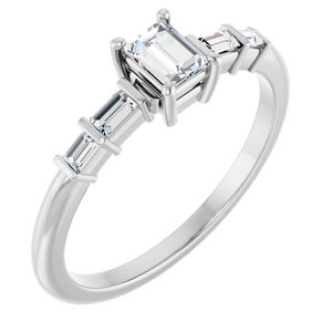 14K White Gold 4x3 mm Straight Baguette Ring Mounting