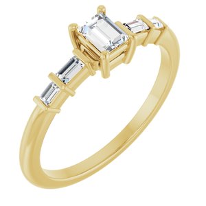 10K Yellow Gold 4x3 mm Straight Baguette Ring Mounting