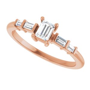 10K Rose Gold 4x3 mm Straight Baguette Ring Mounting – image 8