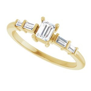 10K Yellow Gold 4x3 mm Straight Baguette Ring Mounting – image 8