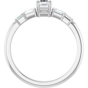 14K White Gold 4x3 mm Straight Baguette Ring Mounting – image 3