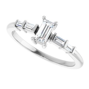 14K X1 White Gold 5x2.5 mm Straight Baguette Ring Mounting – image 8