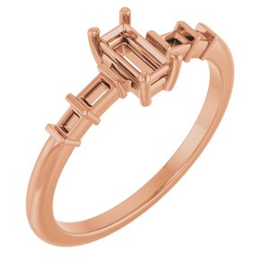 10K Rose Gold 5x2.5 mm Straight Baguette Ring Mounting – image 2