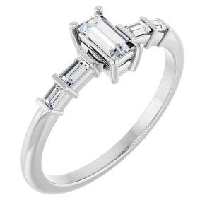 18K White Gold 5x2.5 mm Straight Baguette Ring Mounting