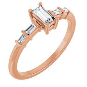 18K Rose Gold 5x2.5 mm Straight Baguette Ring Mounting