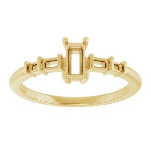 18K Yellow Gold 5x2.5 mm Straight Baguette Ring Mounting – image 6