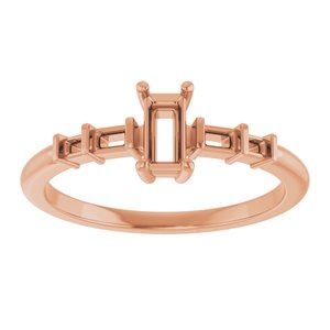 14K Rose Gold 5x2.5 mm Straight Baguette Ring Mounting – image 6