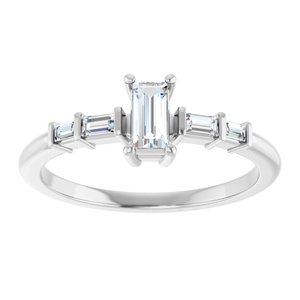 18K White Gold 5x2.5 mm Straight Baguette Ring Mounting – image 5