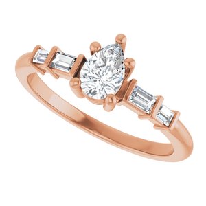 18K Rose Gold 6x4 mm Pear Ring Mounting – image 8