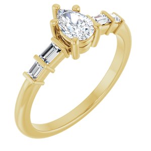 14K Yellow Gold 6x4 mm Pear Ring Mounting