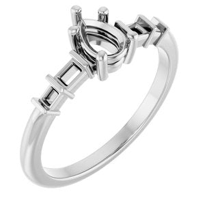 18K White Gold 6x4 mm Pear Ring Mounting – image 2