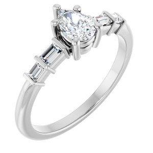 Sterling Silver 6x4 mm Pear Ring Mounting