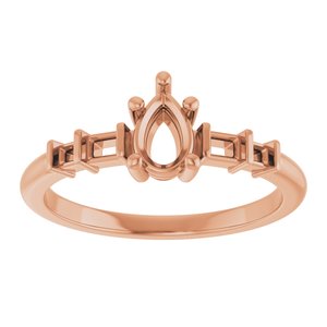 10K Rose Gold 6x4 mm Pear Ring Mounting – image 6