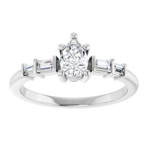 18K White Gold 6x4 mm Pear Ring Mounting – image 5
