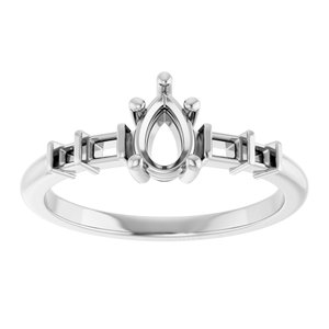 14K X1 White Gold 6x4 mm Pear Ring Mounting – image 6